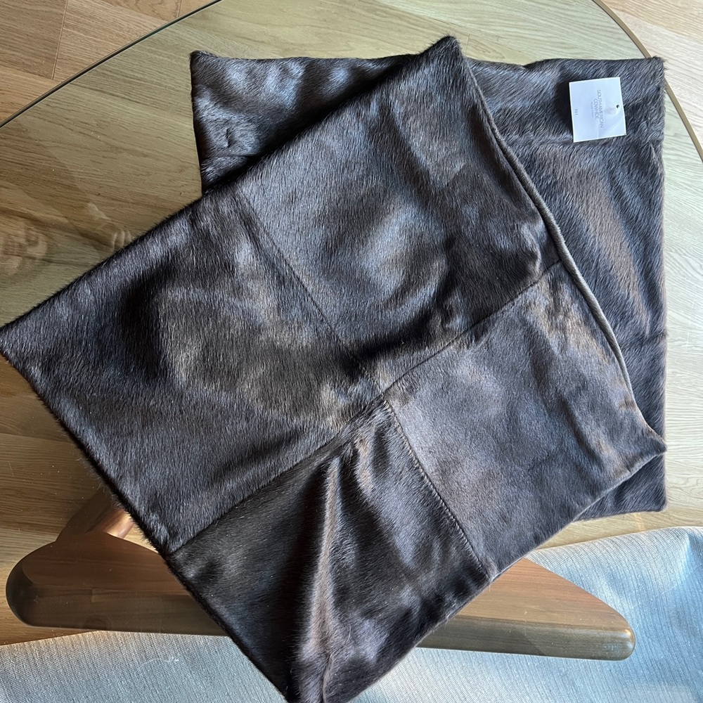 Pair Restoration hardware Grey Cowhide large pillow covers